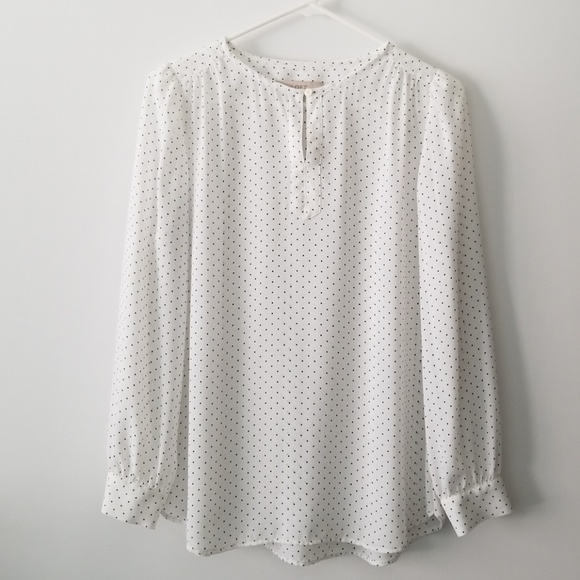 LOFT Tops - LOFT Polka Dots White Blouse